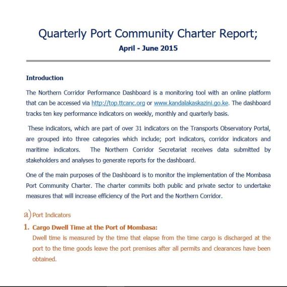 Quartely port community report Apr-Jun 2015